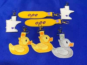 LOT 7 Embroidered fobs MINNESOTA Ope Duck ducky USA made Swivel clips tags - Picture 1 of 4