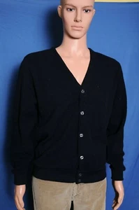 Vintage 70s 80s Steeplechase Acrylic navy blue Cardigan sweater M - Picture 1 of 5