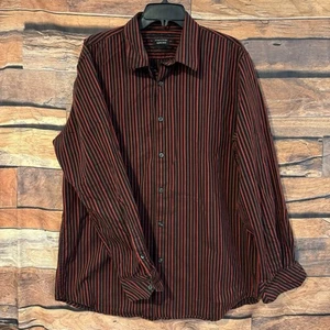 Structure Premium Woven Shirt XL Men’s Black & Red Stripes Long Sleeve Button Up - Picture 1 of 7
