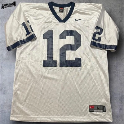 Camiseta de fútbol Nike Team auténtica para hombre grande blanca azul marino #12 malla cuello en V Foto 1 de 4