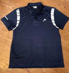 Head Brand Polo Shirt Men XL Dark blue White Golf Tennis Vented Back - Picture 1 of 8
