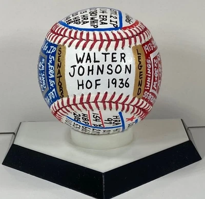 Walter Johnson VCBC SuperStats LEGENDS OAL Baseball, Hand Painted, Wash.Senators - Image 1 of 4