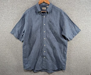 LL BEAN Men's Blue 100% Linen Retro Casual Button Down Shirt L Tall - Picture 1 of 9