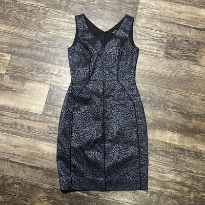 Vestido ETCETERA Baronesa Jacquard Azul Negro Cambio Cóctel Carrera Semi Formal 2 Foto 1 de 4