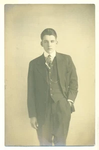 RPPC Well Dressed Man wearing a suit VTG Postcard TM2. - Picture 1 of 2