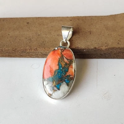 Colgante Ostra Cobre Turquesa Plata de Ley 925 Hecho a Mano PG8605 Foto 1 de 3