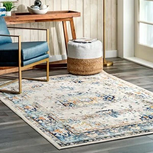 Ainsley Distressed Medallion Area Rug 7x9 Blue - Picture 1 of 8