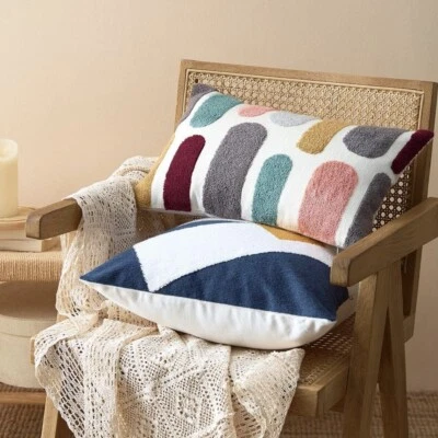 NEW Anthropologie Boho Lumbar Colorful Abstract Throw Pillow Case Cover 12 x 20 - Image 1 of 4