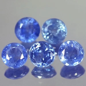 2.02CT AWESOME AA 5PCS 4.2MM ROUND HEATED ONLY BLUE THAILAND SAPPHIRE NATURAL - Picture 1 of 3