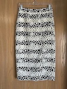 A.L.C. | Women’s SZ 6 | White Della Floral Striped Lace Overlay Pencil Skirt - Picture 1 of 10