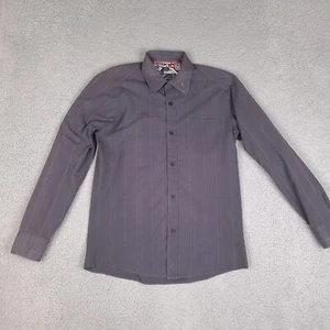 Quiksilver Shirt Mens Small Gray Striped Button Down Long Sleeve - Picture 1 of 18
