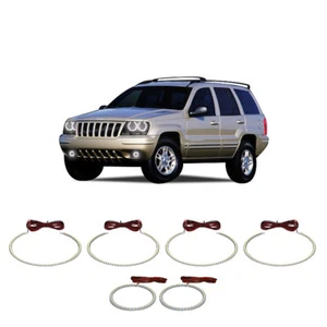 Bright White LED Headlight & Fog Light Halo kit for Jeep Grand Cherokee 05-10 - Foto 1 di 8