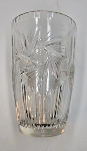 Vintage Pinwheel Pattern Czech Lead Crystal Vase 1960s - Picture 1 of 5