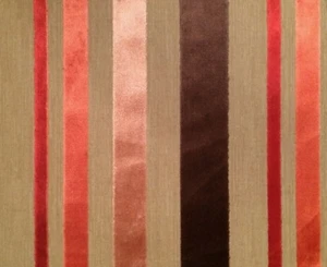 DESIGNERS GUILD Trasimeno Stripe Raised Velvet Pink Coral Cotton Remnant New - Picture 1 of 1