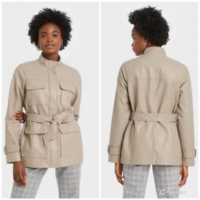 Chaqueta A New Day Anorak para mujer talla mediana bronceada imitación cuero con cinturón nueva con etiquetas Foto 1 de 4