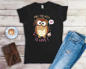Owl You Need Is Love Ladies Fitted T Shirt Sizes Small-2XL - Picture 1 of 25
