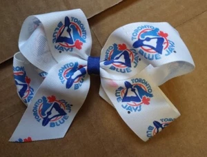 MLB Toronto Blue Jays Hair Bow Ribbon on Barrette - Picture 1 of 3
