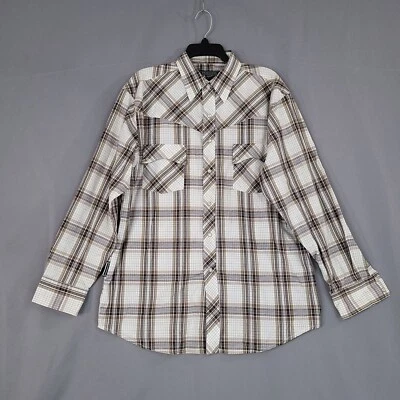 Мужская рубашка Renegade с жемчугом на кнопках с длинным рукавом желтовато-коричневая клетчатая размер L - Изображение 1 из 4