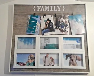 Collage Family Picture Frame Gray & White Modern Farmhouse Decor Burlap - Picture 1 of 7