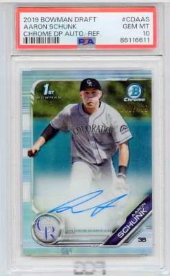 2019 Bowman 1st Draft Chrome Aaron Schunk Refractor Auto /499 - PSA 10 💎 - Image 1 of 2