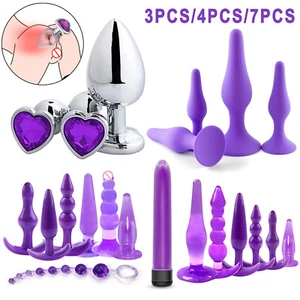 Anal Prostate Massager Trainer Beginner Kit Set Butt Plug Dildo Beads Sex Toys - Picture 1 of 20