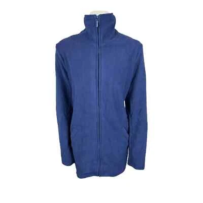 Chaqueta Denim & co. Para Mujer Pequeña Polar Cuello Simulado Curvado Dobladillo Alto/Bajo Azul Marino Talla PM Foto 1 de 2