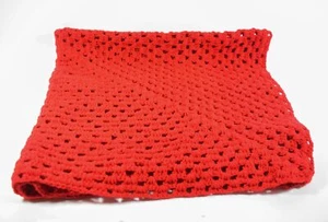 Vintage Handmade Knit Bright Red Chunky Square Afghan Blanket 50" X 50" - Picture 1 of 2