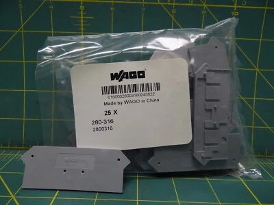 (Cantidad: 25) Wago 280-316 extremo/placa intermedia bloque de terminales accesorio gris Foto 1 de 4