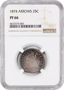 1874 25c NGC Proof 66 (Arrows) - Picture 1 of 4