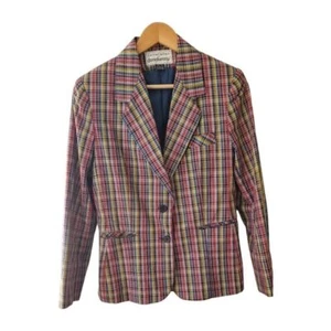 Donnkenny Separates Preppy Plaid Structured Blazer Vintage Size 10 Lightweight - Picture 1 of 6