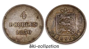 4 Doppio 1830. Guernesey. Impero Britannique. Cuivre. Belle Qualità - Bild 1 von 1