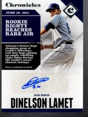 A7209- 2017 Panini Chronicles Autógrafos #21 Dinelson Lamet Auto - NM-MT - Imagen 1 de 2