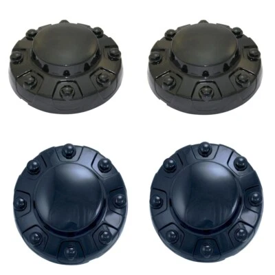 Gloss Black 17" Steel Wheel Front Rear Center Caps Set for 19-21 Ram 3500 Dually - Image 1 of 4