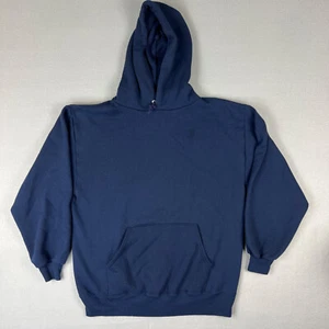 VTG Jerzees Blank Hoodie Mens Large 1990s Blue Pullover Classic Made in USA - Picture 1 of 6