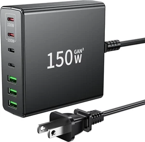 Cargador rápido USB C de 150 W. Estación de carga rápida de 7 puertos doble PD PPS 100W computadora portátil - Imagen 1 de 7