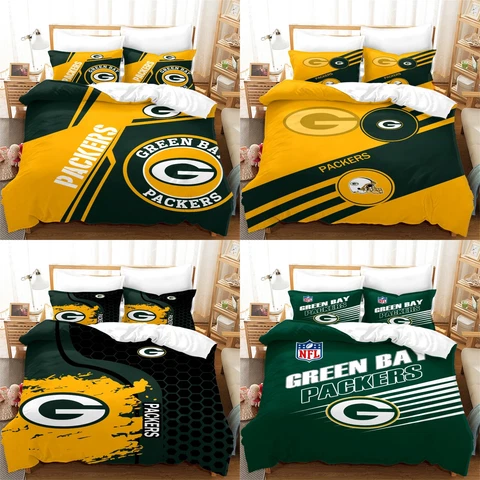 Green Bay Packers 3PCS Bedding Sets Cotton Blend Soft Duvet Cover Pillowcases Cover