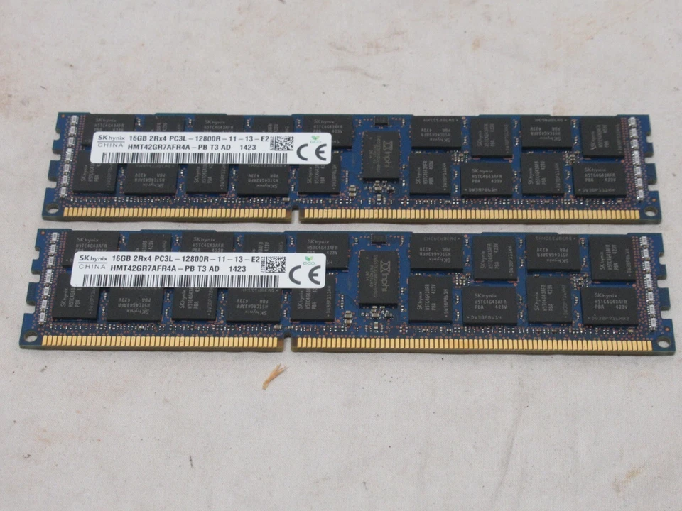 Lot of 2 SK Hynix 16GB 2Rx4 PC3L-12800R Server RAM HMT42GR7AFR4A-PB - Image 1 of 1