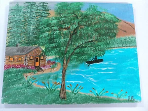 11" x 14" Desert Mountain Retreat Künstler Malerei Acryl - Bild 1 von 2