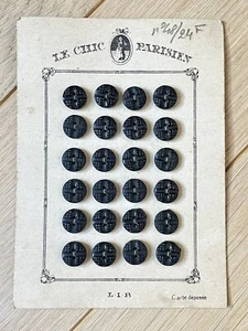 Ancienne plaquette de boutons en verre noir Le Chic Parisien Mercerie - Picture 1 of 2
