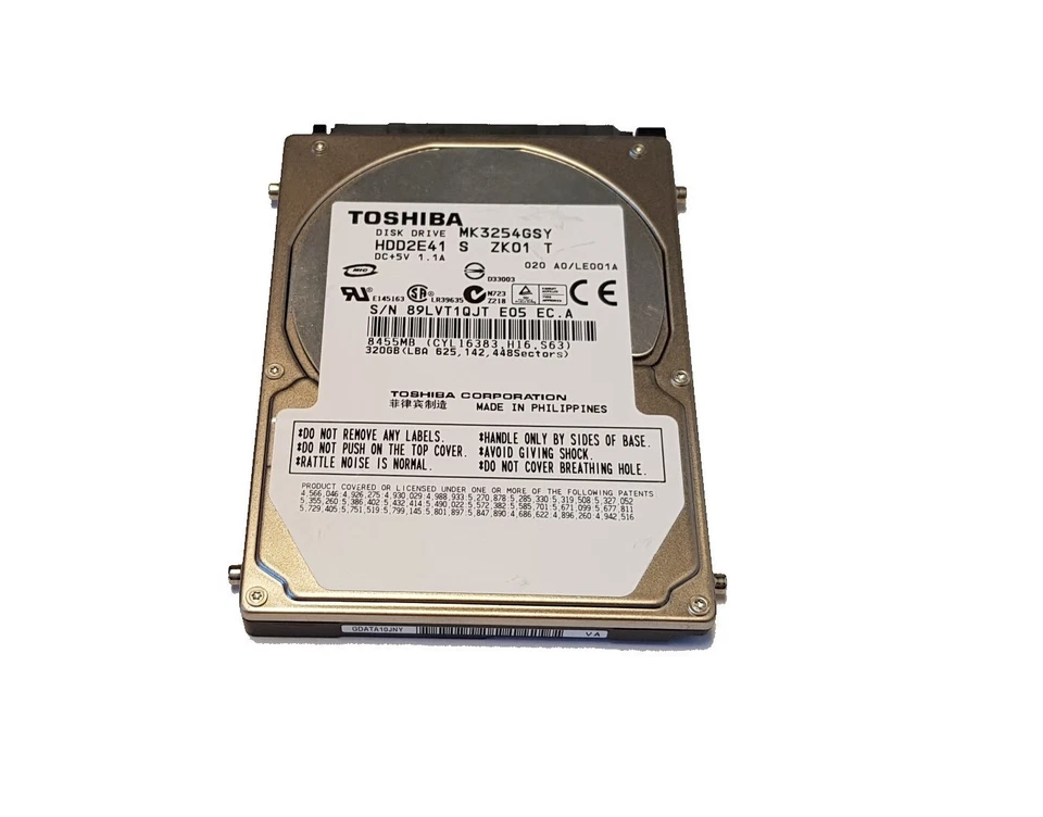 Toshiba MK3254GSY 2.5" 320GB 16MB 7200 RPM SATA 3.0Gb/s HDD Hard Drive HDD2E41 - Image 1 of 4