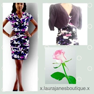 Brides Mother Roman size 18 Dress +Coast  Bolero Purple Floral Pleated BNWOT - Picture 1 of 8