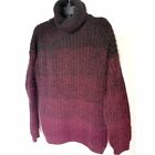 F21 Gradient Chunky Knit Turtleneck Sweater burgundy L