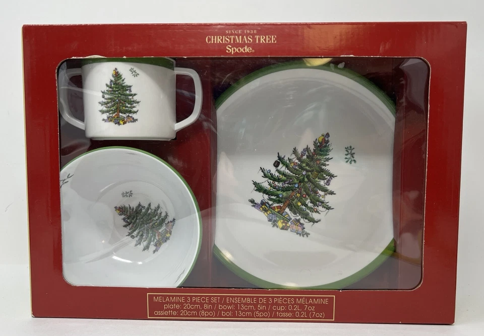 Spode Christmas Tree Melamine Children's 3 PC Set Multicolor Kitchen