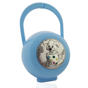 Box portaciuccio cagnolino laminato argento accessori ciuccio prima infanzia - Foto 1 di 1
