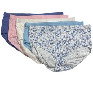 Jockey~Set of 5~Elance Breathe Cotton Briefs~Size 8~A516105~Purple Floral  10844 - Picture 1 of 1