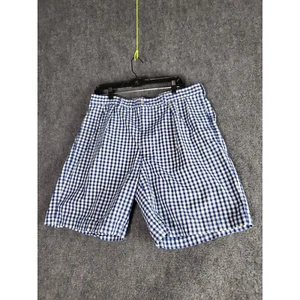 Polo Ralph Lauren Tyler Shorts Gingham Plaid Pleated Cotton Blue White Men Sz 38 - Picture 1 of 11