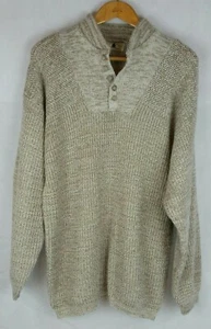 Northwest Territory Men's (L) Beige 1/4 Button Knit 100% Acrylic Grandpa Sweater - Picture 1 of 10