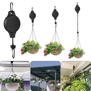 Retractable Plant Hanger Adjustable Pulley Hanging Planters Flower Basket Hook - Picture 1 of 12