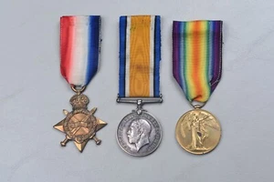 ERSTER WELTKRIEG BRITISCH 1914-14 STAR TRIO ZU DEN GORDON HIGHLANDERS - Bild 1 von 12