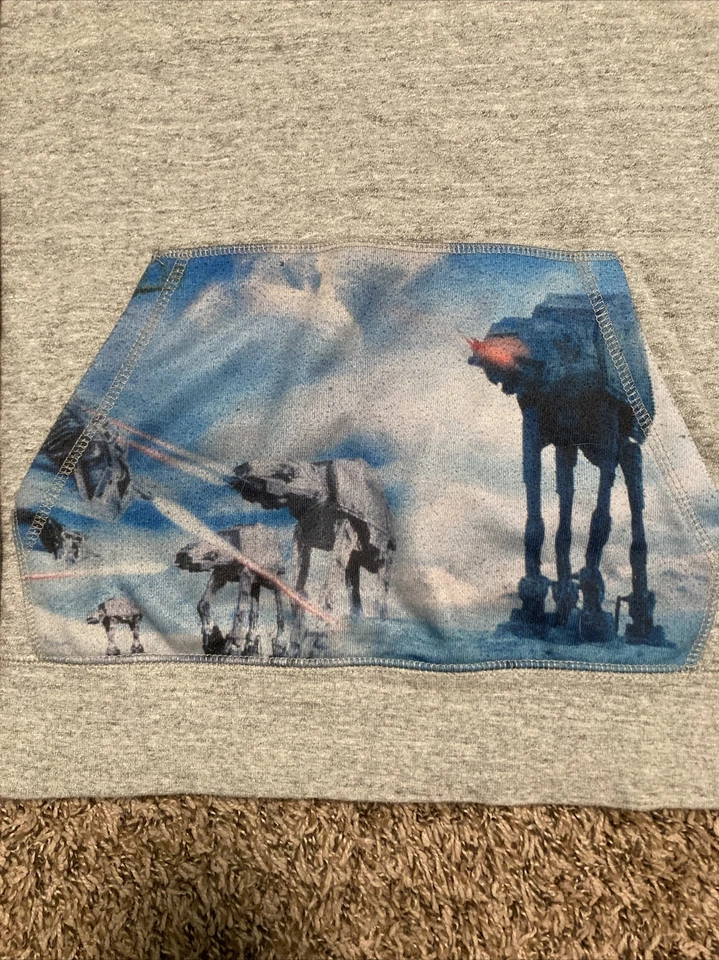 Star Wars Hombre Talla Grande On The Byas Hoth Battle AT-AT Gris Sudadera Bolsillo Foto 1 de 4